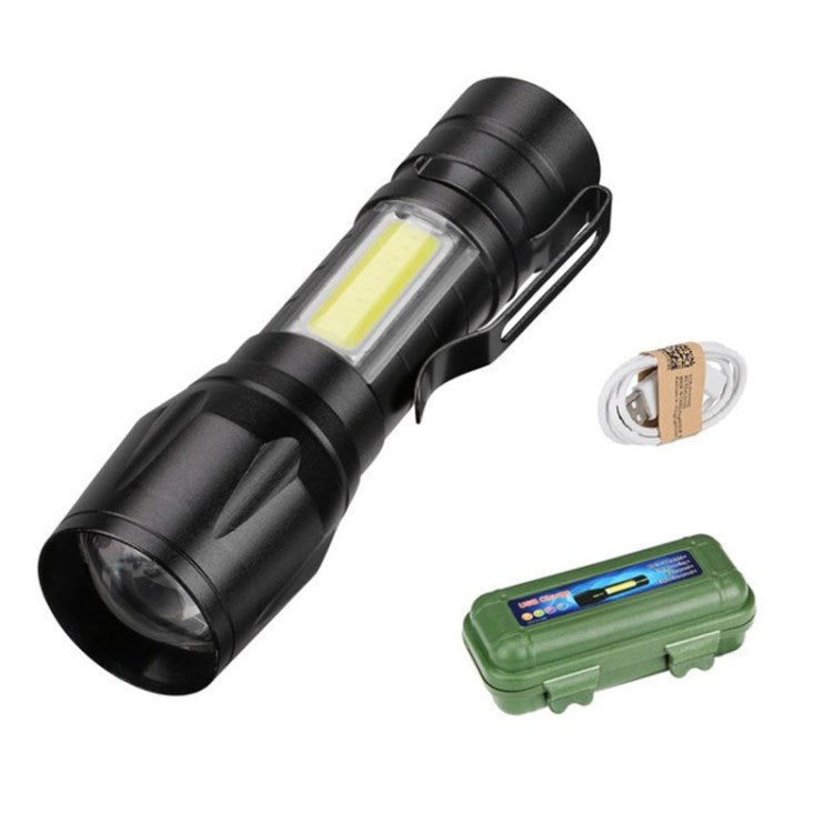LIYINGYAN 10W USB Rechargeable LED Flashlight Super Bright COB Light for Outdoor Emergency - Black LIYINGYAN 10W USB Rechargeable LED Flashlight Super Bright COB Light for Outdoor Emergency - Black